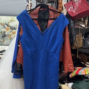 Zara Royal Blue V neck Dress